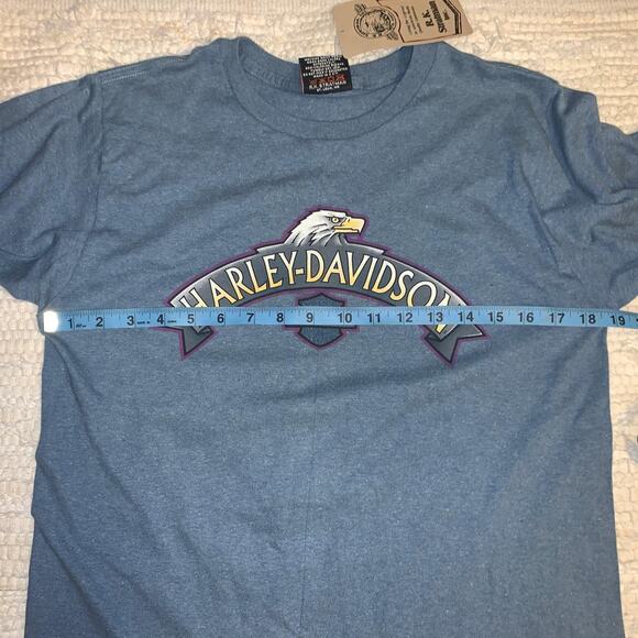 NWT DENIM BLUE HARLE DAVIDSON LONG SLEEVED TEE S - Picture 4 of 4